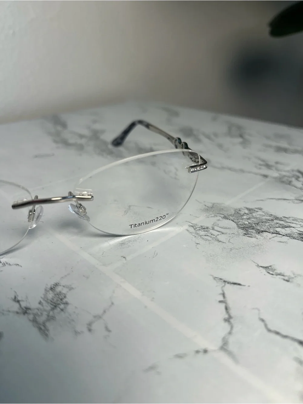 Swarovski Rimless Silver Crystal Accent Eyeglasses